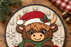 Highland Cow Christmas Sign SVG | Laser Cut File Product Image 7