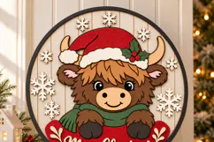 Highland Cow Christmas Sign SVG | Laser Cut File Product Image 8