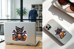 Cute Bat. Halloween Stickers design PNG Product Image 2