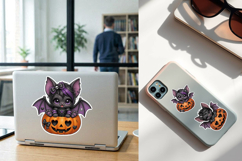 Cute Bat. Halloween Stickers design PNG Product Image 2
