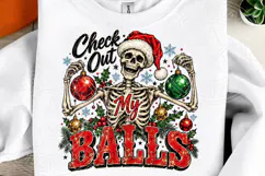 Check Out My Balls Funny Christmas Skeleton Santa Hat PNG Product Image 2
