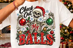 Check Out My Balls Funny Christmas Skeleton Santa Hat PNG Product Image 3