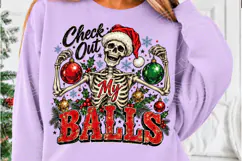 Check Out My Balls Funny Christmas Skeleton Santa Hat PNG Product Image 5