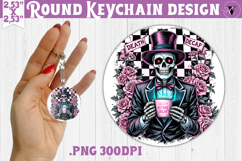 Round keychain | Checkered | Retro Halloween Product Image 1