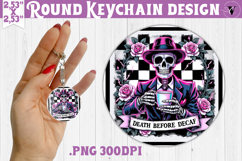 Round keychain | Checkered | Retro Halloween Product Image 1