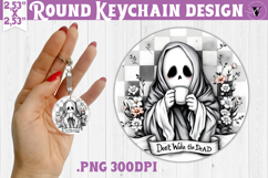 Round keychain | Checkered | Retro Halloween Product Image 1