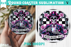 Round Coasters | Checkered | Retro Halloween Product Image 1