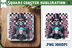Square Coasters | Checkered | Retro Halloween Product Image 1