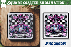 Square Coasters | Checkered | Retro Halloween Product Image 1