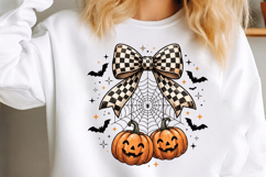 Checkered Bow Halloween Pumpkin PNG Product Image 3