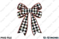 Checkered Coquette Christmas Lights Bow Product Image 1