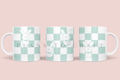checkered easter bunny coffee mug sublimation wrap glass mug wrap svg presized for 11oz and 15oz glass ready to cut and sublimation files