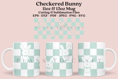 checkered easter bunny coffee mug sublimation wrap glass mug wrap svg presized for 11oz and 15oz glass ready to cut and sublimation files