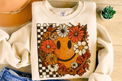 Smiley Face Png, Sublimation Design, Retro Png, Fall Autumn Product Image 5