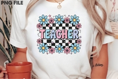Checkered Floral Teacher Sublimation Design Product Image 2
