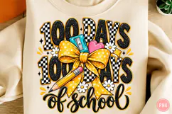 Checkered Glitter 100 Days of School PNG Product Image 1