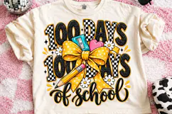 Checkered Glitter 100 Days of School PNG Product Image 2