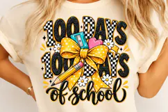 Checkered Glitter 100 Days of School PNG Product Image 4