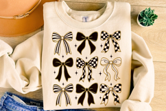 Checkered Coquette Bow Png, Black and White Bow PNG, Glitter Product Image 1