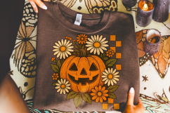 Halloween Checkered Pumpkin PNG, Spooky Season PNG, Fall PNG Product Image 2
