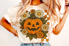 Halloween Checkered Pumpkin PNG, Spooky Season PNG, Fall PNG Product Image 3