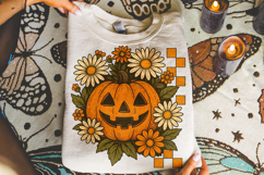 Halloween Checkered Pumpkin PNG, Spooky Season PNG, Fall PNG Product Image 4