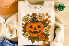 Halloween Checkered Pumpkin PNG, Spooky Season PNG, Fall PNG Product Image 5