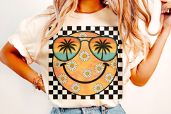 Retro Smiley Face Summer PNG, Checkered PNG, Summer Vibes Product Image 2