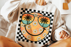 Retro Smiley Face Summer PNG, Checkered PNG, Summer Vibes Product Image 3
