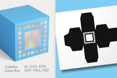 Checkered Square Window Cuttable Cube Gift Box SVG Template