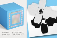 Checkered Square Window Cuttable Cube Gift Box SVG Template