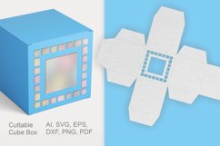 Checkered Square Window Cuttable Cube Gift Box SVG Template