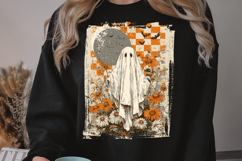 Retro Floral Halloween Ghost PNG Product Image 2