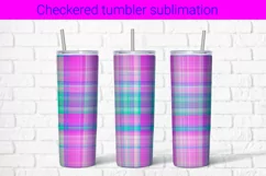 Checkered skinny tumbler sublimation wrap 20 Oz Product Image 1