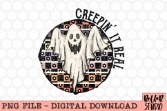 Checkered Retro Ghost PNG Sublimation Design,Creepin It Real Product Image 2