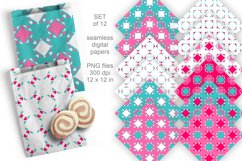 Checks with Hearts Seamless Patterned Paper Set of 12 PNG