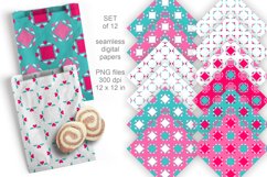 Checks with Hearts Seamless Patterned Paper Set of 12 PNG