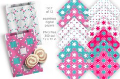 Checks with Hearts Seamless Patterned Paper Set of 12 PNG