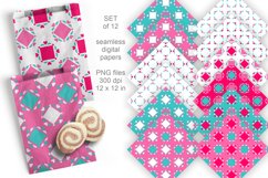 Checks with Hearts Seamless Patterned Paper Set of 12 PNG