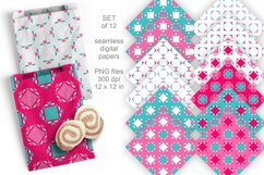 Checks with Hearts Seamless Patterned Paper Set of 12 PNG