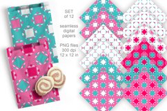 Checks with Hearts Seamless Patterned Paper Set of 12 PNG