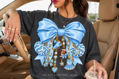 Light Blue Cheer Bow PNG with Gold Charms Product Image 2