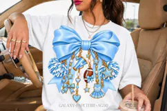 Light Blue Cheer Bow PNG with Gold Charms Product Image 3