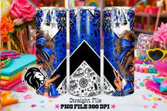 Blue Cheerleader Tumbler PNG | Brunette Glitter Wrap Product Image 2