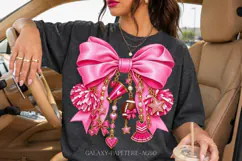 Hot Pink Cheer Bow PNG with Gold Charms Product Image 4