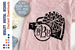 Cheer svg Monogram svg Distressed Megaphone and poms Grunge Product Image 1