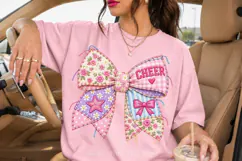 Cheer Bow PNG | Pastel Patchwork Stitched Fabric Product Image 2