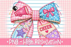 Cheer Bow PNG | Pastel Patchwork Stitched Fabric Product Image 2