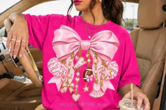 Pastel Pink Cheer Bow PNG with Pearls and Charms Product Image 2