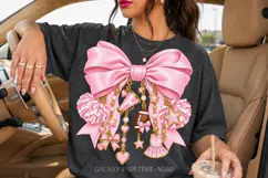 Pastel Pink Cheer Bow PNG with Pearls and Charms Product Image 3